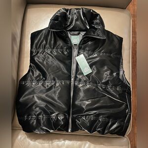 Wild Fable Shiny Black Puffer Vest Jacket